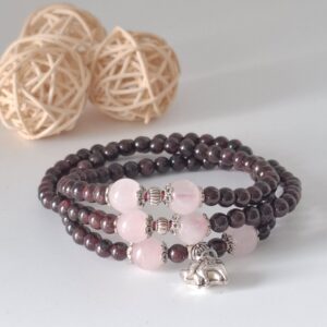 Bracelet Triple Grenat Rouge Elastique