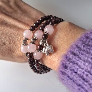 Bracelet Triple Grenat Rouge Elastique