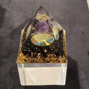 Orgonite Obsidienne Noire et Sphère d&rsquo;Améthyste