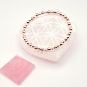 Bracelet en Hématite Rose et Argentée