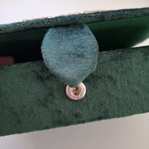 Coffret à Bijoux / Tarot Velours Vert avec Arbre de Vie et Cœurs