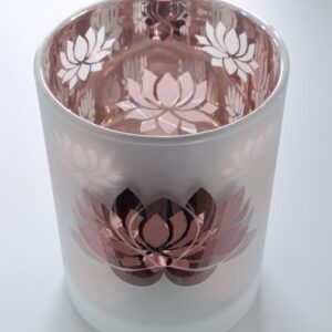 Photophore Lotus Verre Givré/Métallique (Grand Modèle)