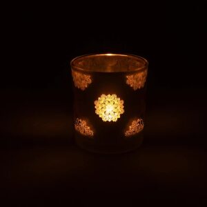 Photophore Bouddha Verre Givré/Métallique et Or